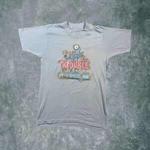Vintage 1970s Looking For Trouble Single Stitch Heat-Transfer Vinyl Shirt